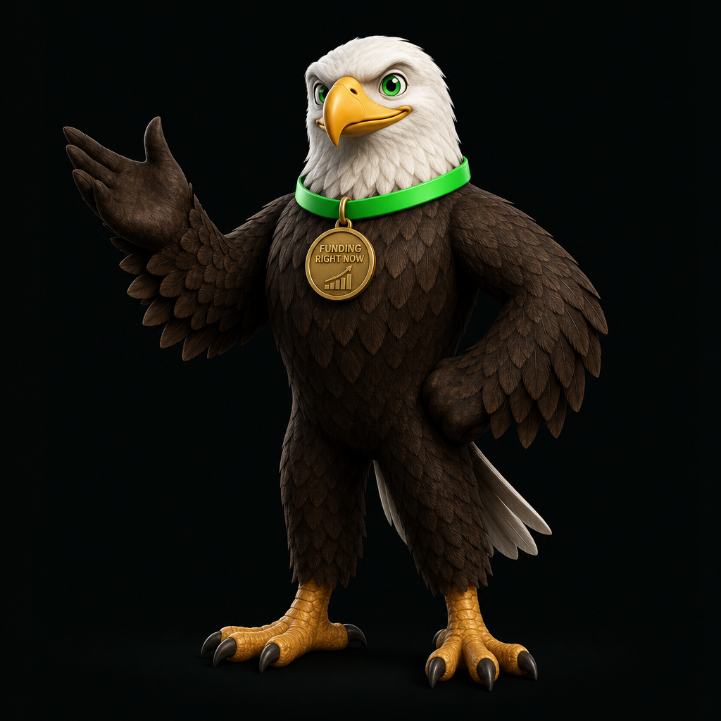 Logotipo de Funding Right Now: El Águila con su medalla
